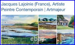 BRETAGNE sud Presqu'île de Rhuys. Marine tableau signé Peinture à l' huile