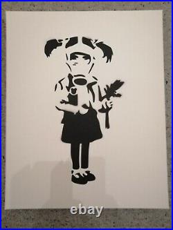 Banksy Dismaland Canvas original Spray Girl Gaz Mask