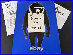 Banksy Signée Et Tampon Dismaland- Pochoir Sur toile + Certificat Et Billet