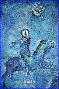 Beau Tableau HST les amoureux d'après Marc Chagall Expressionnisme signé XXème