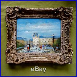 Beau tableau Les Tuileries signé M. Pabois (1939) artiste coté. Superbe cadre