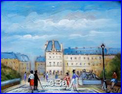Beau tableau Les Tuileries signé M. Pabois (1939) artiste coté. Superbe cadre