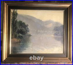 Beaulieu sur dordogne huile sur toile de Gaston-Moreau né en 1885