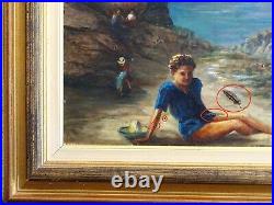 Belle & Charmante Peinture Postimpressionniste-la Baigneuse En Bord De Mer-1938