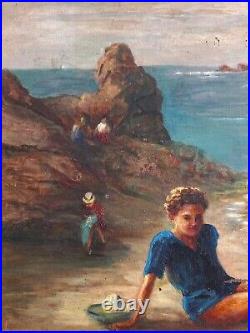 Belle & Charmante Peinture Postimpressionniste-la Baigneuse En Bord De Mer-1938