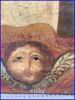 Belle Grande Peinture Cuzco École Huile Sur Toile XVIIIe Marie Vierge