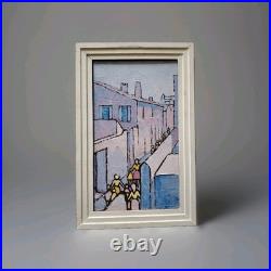 Belle Huile Sur Toile Au Couteau Scène De Vie Au Village Année 60