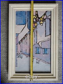 Belle Huile Sur Toile Au Couteau Scène De Vie Au Village Année 60