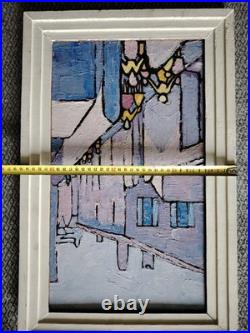 Belle Huile Sur Toile Au Couteau Scène De Vie Au Village Année 60