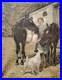 Belle Huile Sur Toile Chevaux Chien Au Paddock Box DébutXXEME École Hollandaise