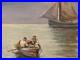 Belle Peinture 1950 Barque Pêche Huile Sur Toile Impressionnisme Fauve Ancien