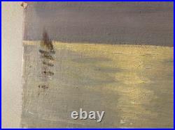 Belle Peinture 1950 Barque Pêche Huile Sur Toile Impressionnisme Fauve Ancien