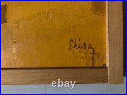 Belle Peinture Chisa Huile toile Cubiste 1971 cubisme Maison Kasbah Architecture