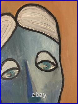 Belle Peinture Femme portrait Huile sur toile Cubiste 1970 cubisme a identifier