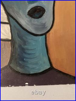 Belle Peinture Femme portrait Huile sur toile Cubiste 1970 cubisme a identifier