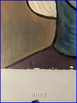 Belle Peinture Femme portrait Huile sur toile Cubiste 1970 cubisme a identifier