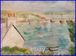 Belle Peinture Gouache marouflée Toile 1920 Élysée Cavaillon Groupe Schnegg Art