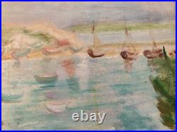 Belle Peinture Gouache marouflée Toile 1920 Élysée Cavaillon Groupe Schnegg Art