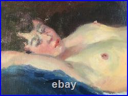 Belle Peinture Hst Huile Sur Toile Femme Nue A Identifier 1950