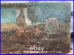 Belle Peinture Huile Sur Toile 1900 nature morte poire fruit signé a identifier