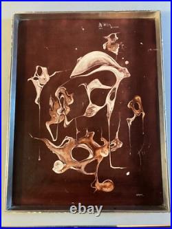 Belle Peinture Huile Sur Toile Abstrait Signé Graff Hst Abstraction Art 1960