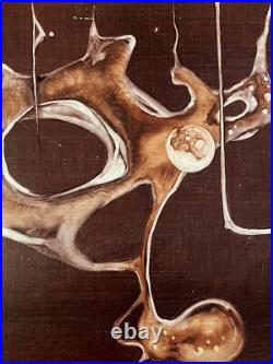 Belle Peinture Huile Sur Toile Abstrait Signé Graff Hst Abstraction Art 1960