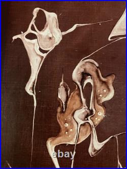 Belle Peinture Huile Sur Toile Abstrait Signé Graff Hst Abstraction Art 1960