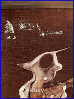 Belle Peinture Huile Sur Toile Abstrait Signé Graff Hst Abstraction Art 1960