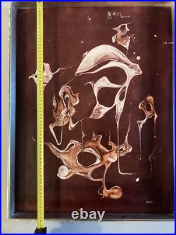 Belle Peinture Huile Sur Toile Abstrait Signé Graff Hst Abstraction Art 1960