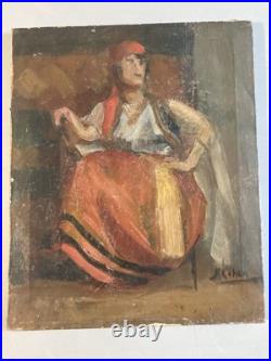 Belle Peinture Huile Toile femme portrait Italienne Italie 1900 Expressionniste