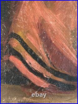 Belle Peinture Huile Toile femme portrait Italienne Italie 1900 Expressionniste