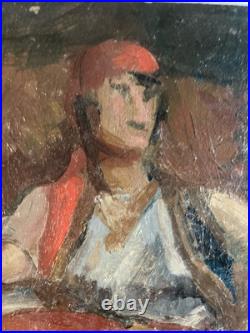 Belle Peinture Huile Toile femme portrait Italienne Italie 1900 Expressionniste