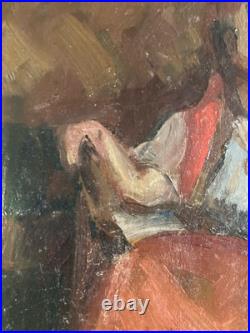 Belle Peinture Huile Toile femme portrait Italienne Italie 1900 Expressionniste