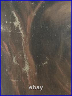 Belle Peinture Huile Toile portrait Homme Enfer Purgatoire Flamme Feu 1900 Art