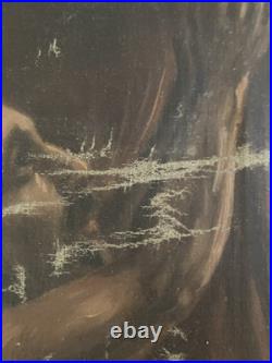 Belle Peinture Huile Toile portrait Homme Enfer Purgatoire Flamme Feu 1900 Art