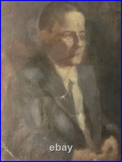 Belle Peinture Huile Toile portrait homme Costume Expressionnisme 1900 Art XIXe