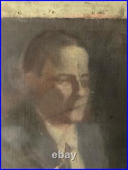 Belle Peinture Huile Toile portrait homme Costume Expressionnisme 1900 Art XIXe