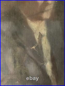 Belle Peinture Huile Toile portrait homme Costume Expressionnisme 1900 Art XIXe