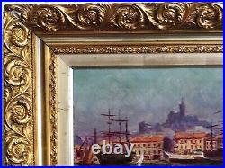 Belle Peinture Postimpressionniste De 1917-le Vieux Port De Marseille-signé