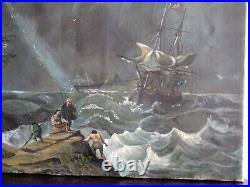 Belle Peinture-vers 1910-les Naufragés / La Tempête-l'esprit Vernet, J. H D'arles