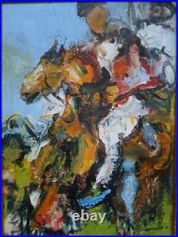 Belle huile du XXe siècle par Alain Amadeo né en 1947 le cavalier
