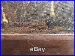 Belle huile sur toile Paysan Breton et ses chevaux signée et datée à identifier