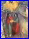 Belle peinture Huile Sur Toile Femme Aux En Provence 1950 art Ancien Signé XXe