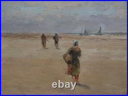 Berck plage pêche aux crevettes, Henry CARON (1860-1941) Abbeville, Etaples, mer