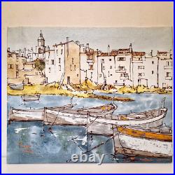 Bernard Dufour (1922-2016) HST de la série Port de St Tropez 45,7 x 38 70