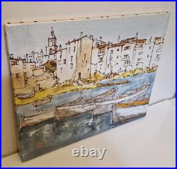 Bernard Dufour (1922-2016) HST de la série Port de St Tropez 45,7 x 38 70