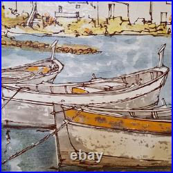 Bernard Dufour (1922-2016) HST de la série Port de St Tropez 45,7 x 38 70