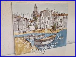 Bernard Dufour (1922-2016) HST de la série Port de St Tropez 46 x 37,5 70