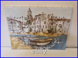 Bernard Dufour (1922-2016) HST de la série Port de St Tropez 46 x 37,5 70