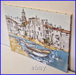 Bernard Dufour (1922-2016) HST de la série Port de St Tropez 46 x 37,5 70